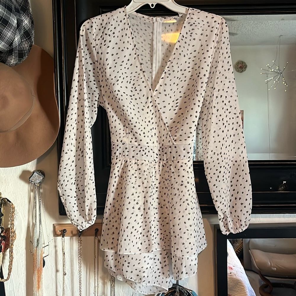 Lightweight White Polka-Dot Wrap Romper
